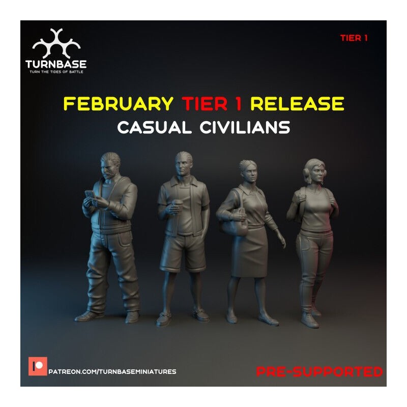 TurnBase Miniatures: Wargames - Casual Civilians x4 Pack