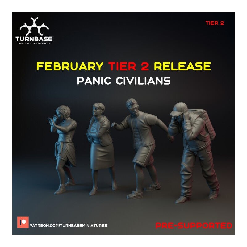 TurnBase Miniatures: Wargames - Panicked Civilians x4 Pack
