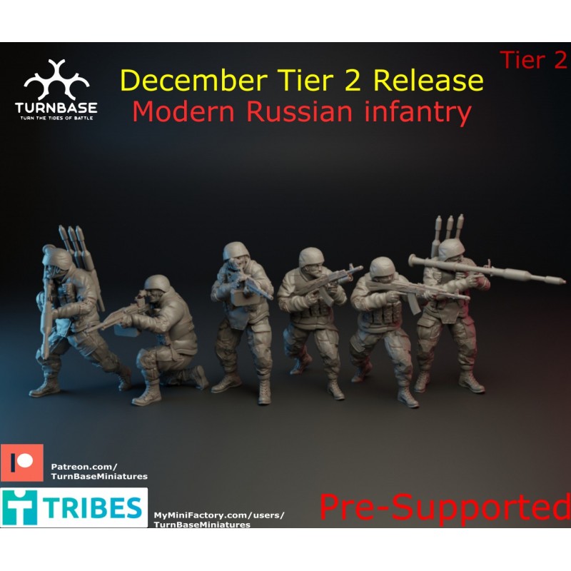 TurnBase Miniatures: Wargames - Modern Russian Infantry x6 Pack