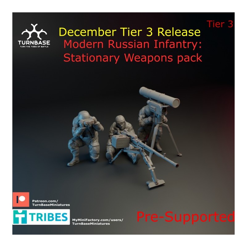 TurnBase Miniatures: Wargames - Modern Russian Stationary Weapons x3 Pack