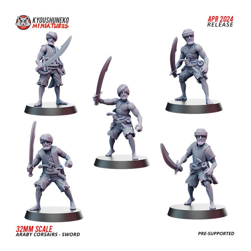 Araby Army Pirate Corsairs Swordsmen no shields x5 Pack