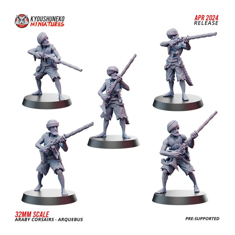 Araby Army Pirate Corsairs Arquebus Rifles x5 Pack