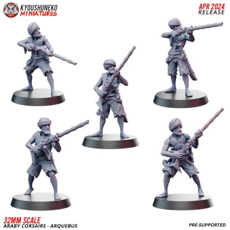 Araby Army Pirate Corsairs Arquebus Rifles x5 Pack