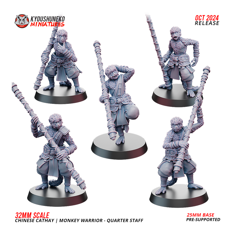 Chinese Monkey Warriors - Quarter Staff x5 Pack